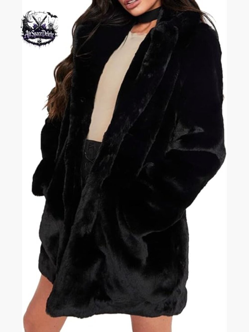 Faux Fur Winter Coat Lapel Lining Buttons Oversized Boyfriend Style